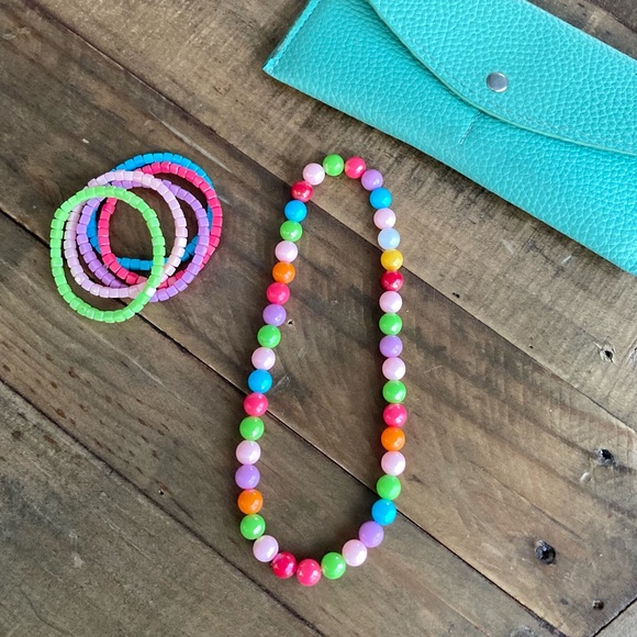 Jewelry Set Big Girls Aqua & Multicolor Pastels - Picture 3 of 9